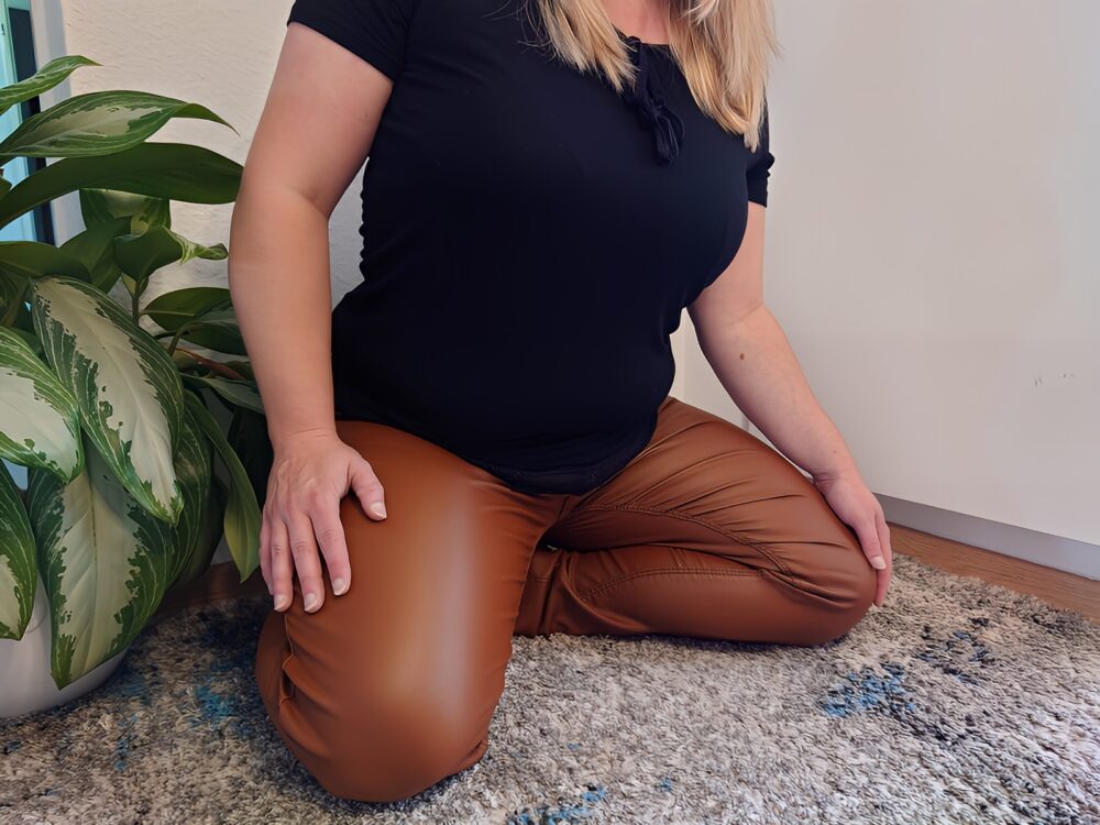 Wetlookhose braun glänzend (05)
