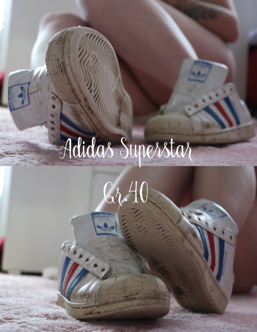Sneaker Superstar A*idas in weiß und blauen Streifen