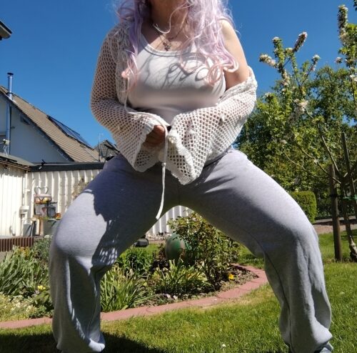 Ohne Slip getragen, diese olle jogging Hose